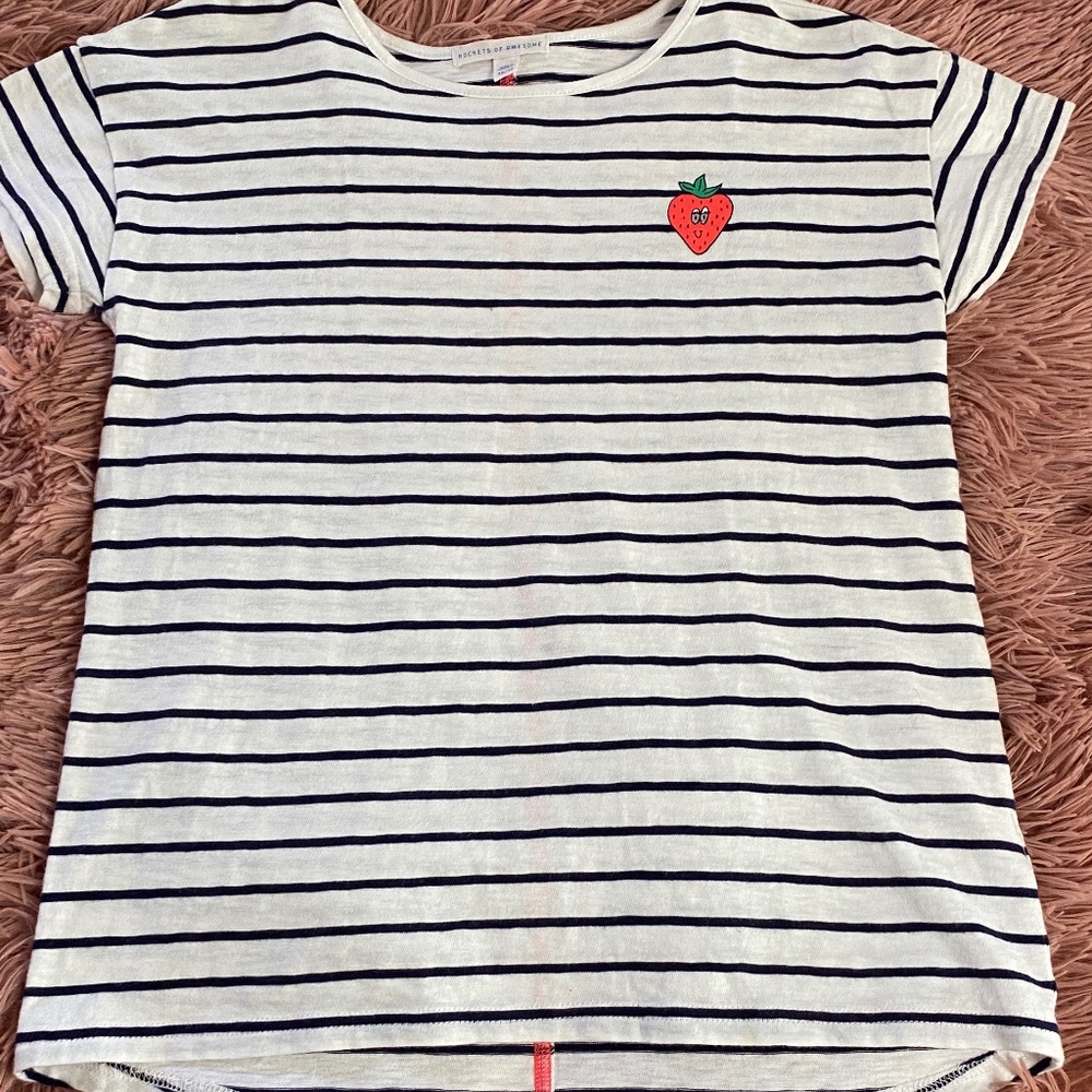 Girls White Striped Tee